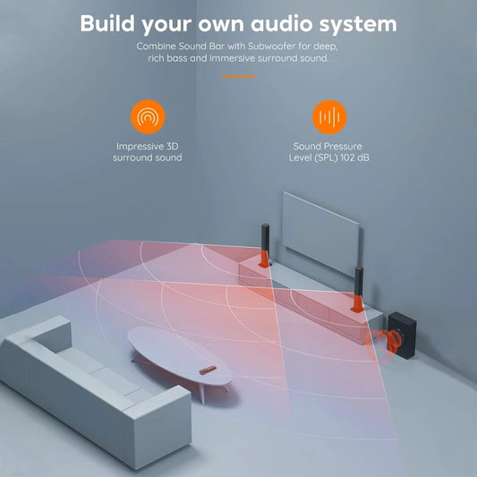 Soundbar with Subwoofer, 2.1 CH Separable Sound Bars for TV, Bluetooth/Hdmi-Arc/Aux/Opt 3D Surround Sound
