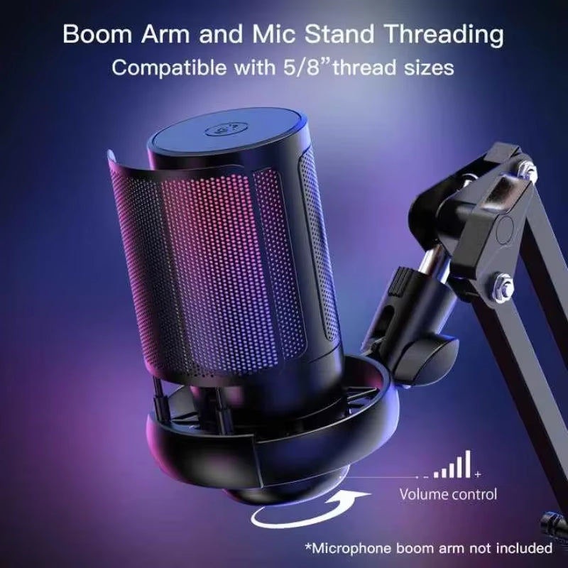 ME6S USB Condenser Microphone Professional Podcast Mic Studio Recording Microphone Ampligame RGB Gaming Microphone