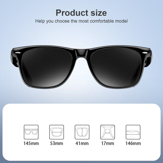 Smart Glasses Polarized Sunglass Audio Mic Speakers Bluetooth Call Remote Camera