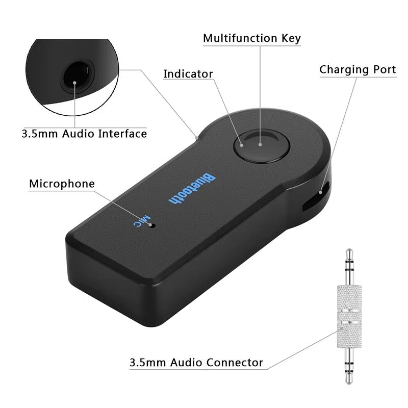 2 in 1 Wireless Bluetooth 5.0 Transceiver Adapter 3.5 Car Music Audio AUX Car Bluetooth Receiver Bluetooth Adapter for PC Laptop