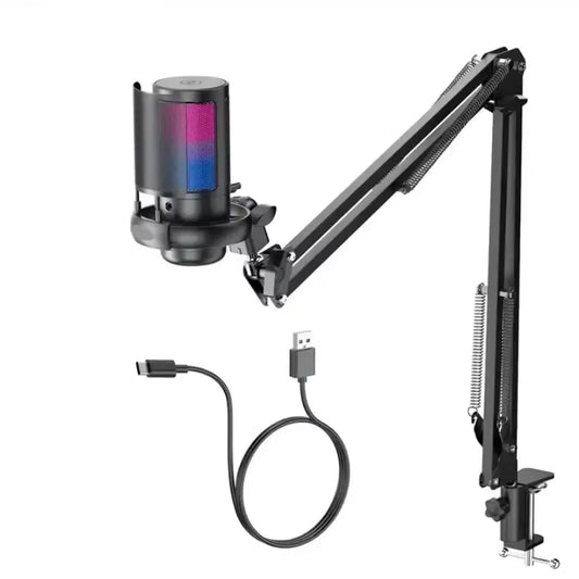 ME6S USB Condenser Microphone Professional Podcast Mic Studio Recording Microphone Ampligame RGB Gaming Microphone