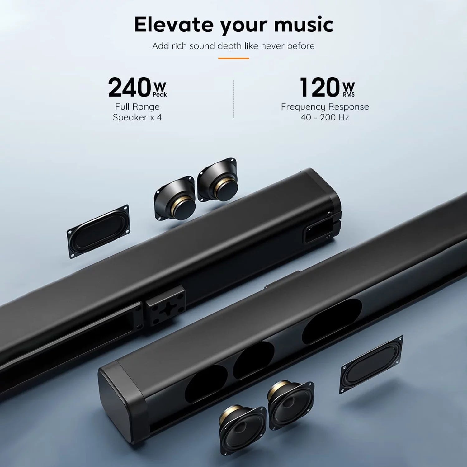 Soundbar with Subwoofer, 2.1 CH Separable Sound Bars for TV, Bluetooth/Hdmi-Arc/Aux/Opt 3D Surround Sound